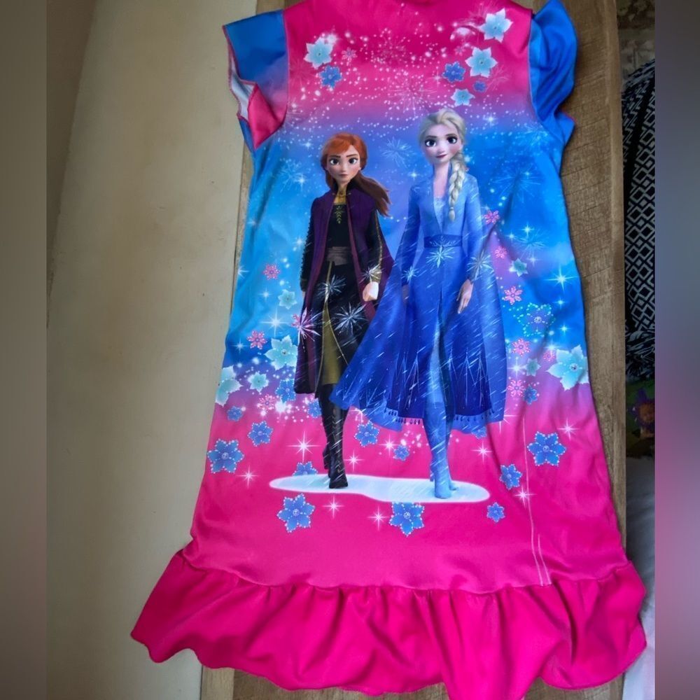 Frozen Themed Dress with Anna and Elsa